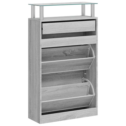 skoskab 63x24x104 cm konstrueret træ grå sonoma-eg