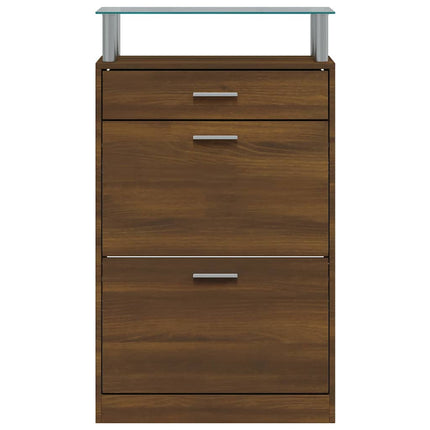 skoskab 63x24x104 cm konstrueret træ brun egetræsfarve
