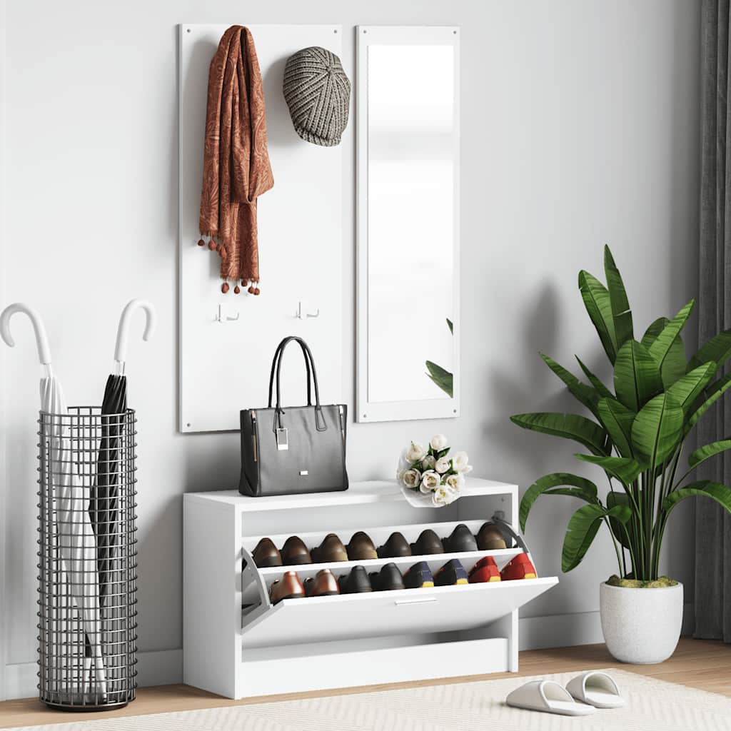 3-i-1 skoskabssæt konstrueret træ hvid billede