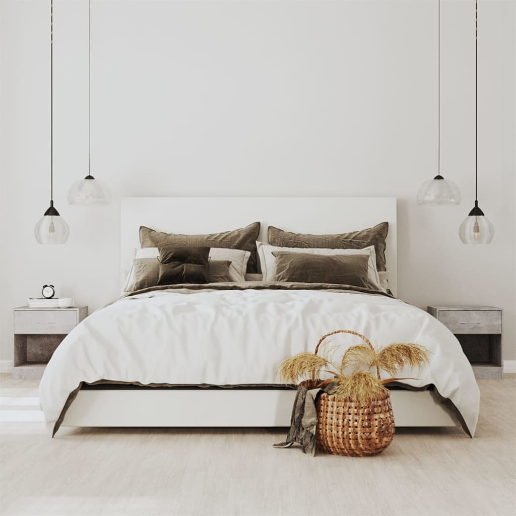 sengeborde 2 stk. med skuffe betongrå