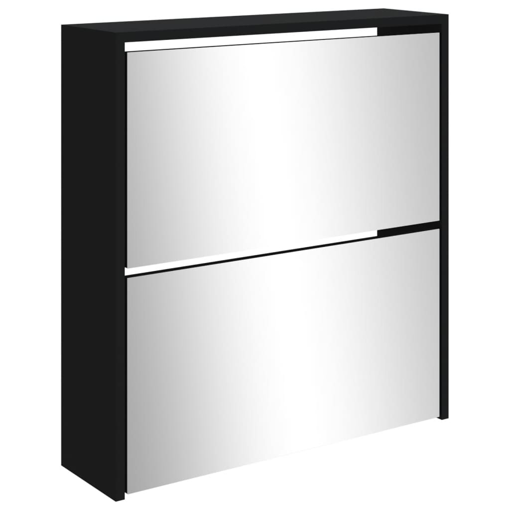 skoskab med spejl 2 hylder 63x17x67 cm sort