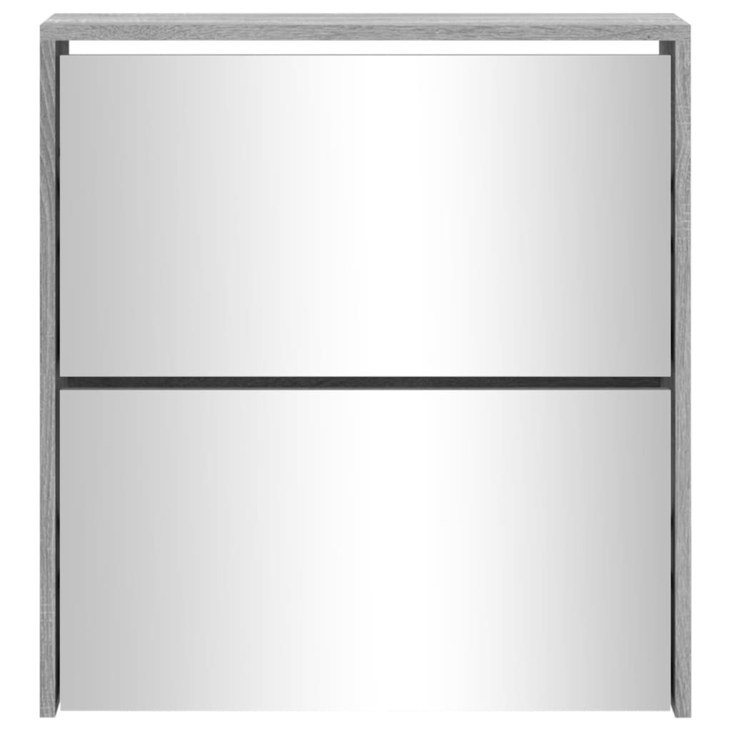 skoskab med spejl 2 hylder 63x17x67 cm grå sonoma-eg