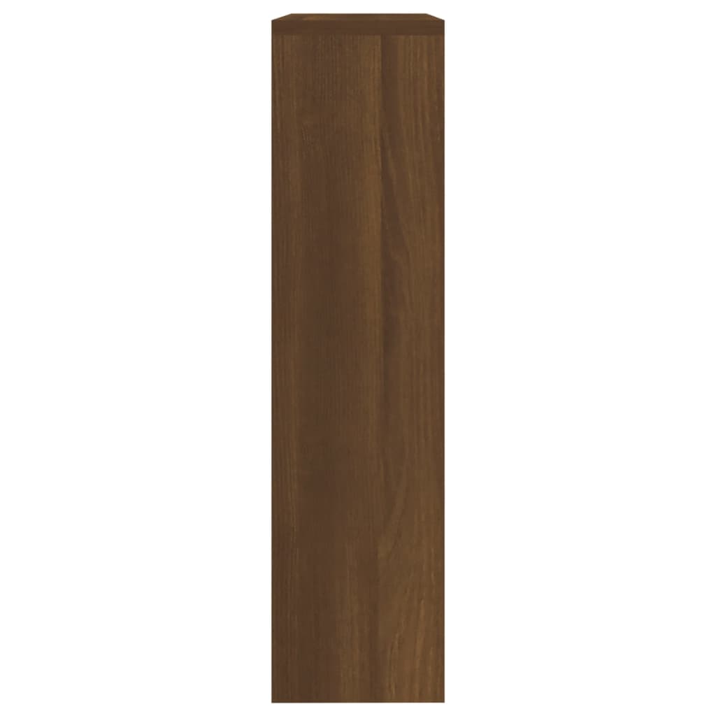 skoskab med spejl 2 hylder 63x17x67 cm brun egetræ