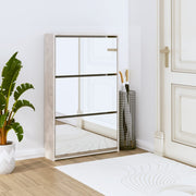 skoskab med spejl 3 hylder 63x17x102,5 cm betongrå