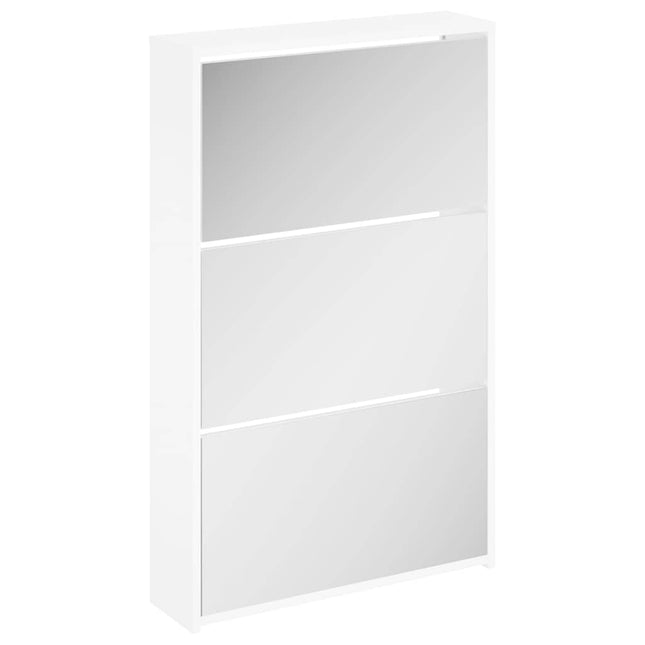 skoskab med spejl 3-lags højglans hvid 63x17x102,5 cm