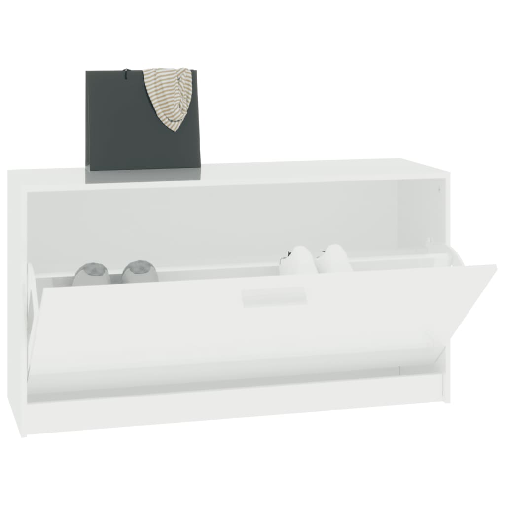 skobænk højglans hvid 80x24x45 cm konstrueret træ
