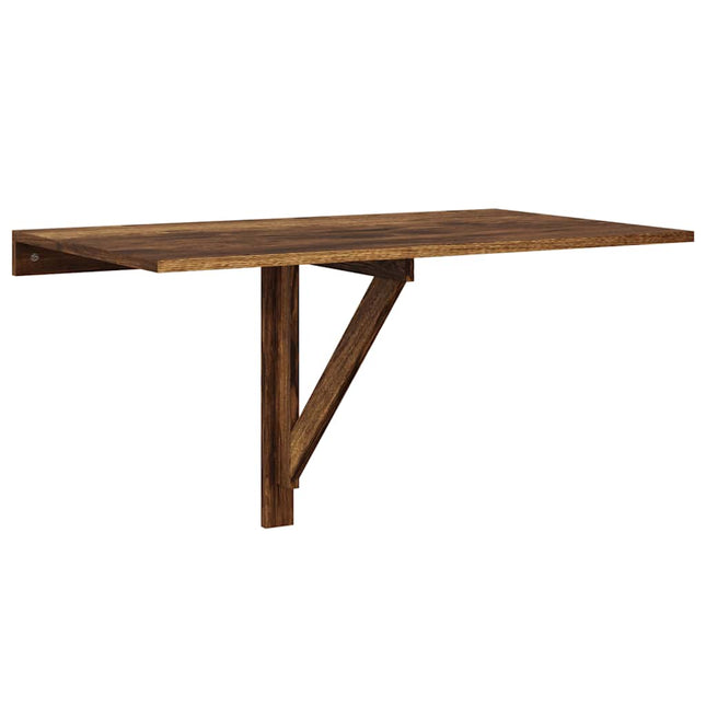 væghængt klapbord 100x60x56 cm konstrueret træ røget egetræ