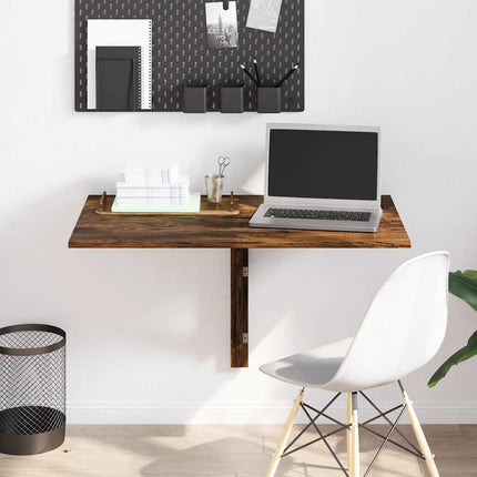 væghængt klapbord 100x60x56 cm konstrueret træ røget egetræ