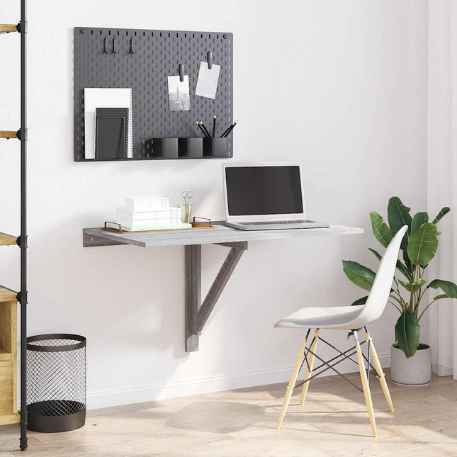 væghængt klapbord 100x60x56 cm konstrueret træ grå sonoma-eg