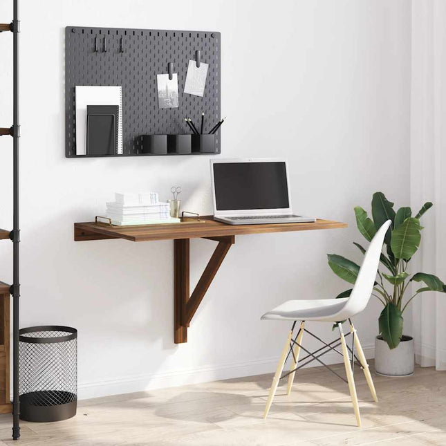 væghængt klapbord 100x60x56cm konstrueret træ brun egetræsfarve