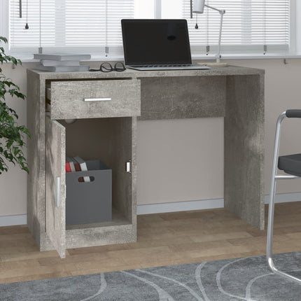 skrivebord med skuffe og skab 100x40x73 cm konstrueret træ grå