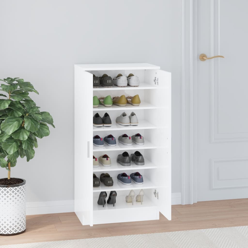 skoreol 55x35x108 cm konstrueret træ hvid højglans