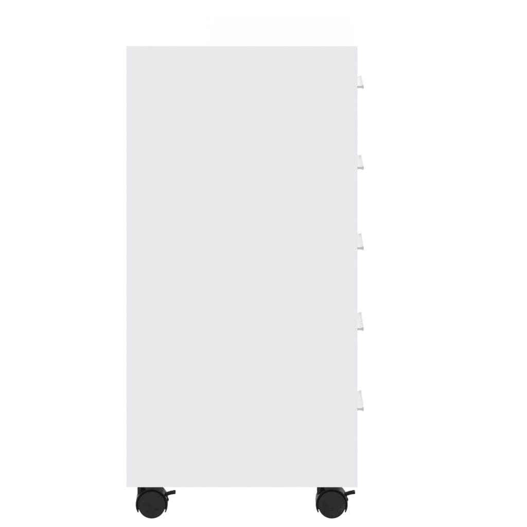 kommode med hjul konstrueret træ hvid højglans