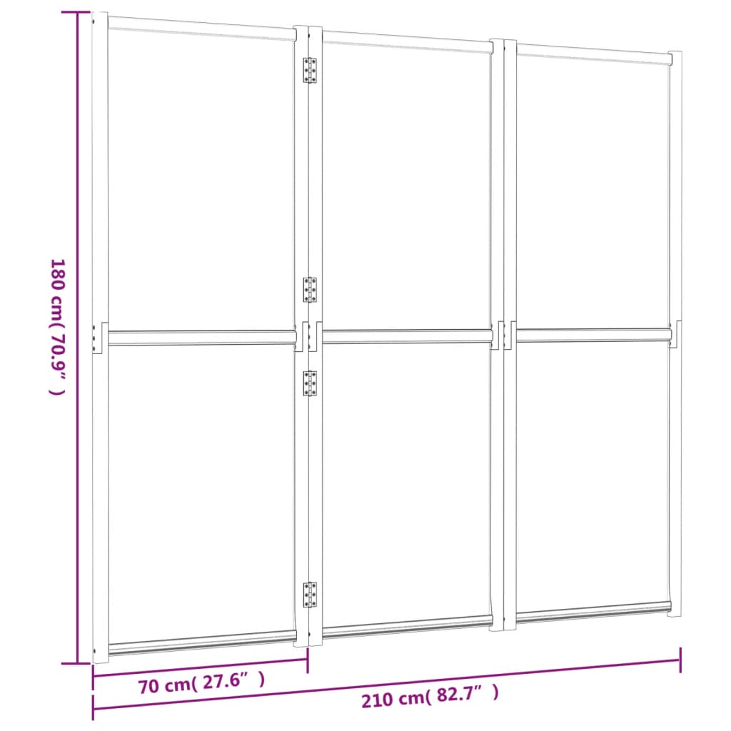 3-panels rumdeler 210x180 cm cremefarvet