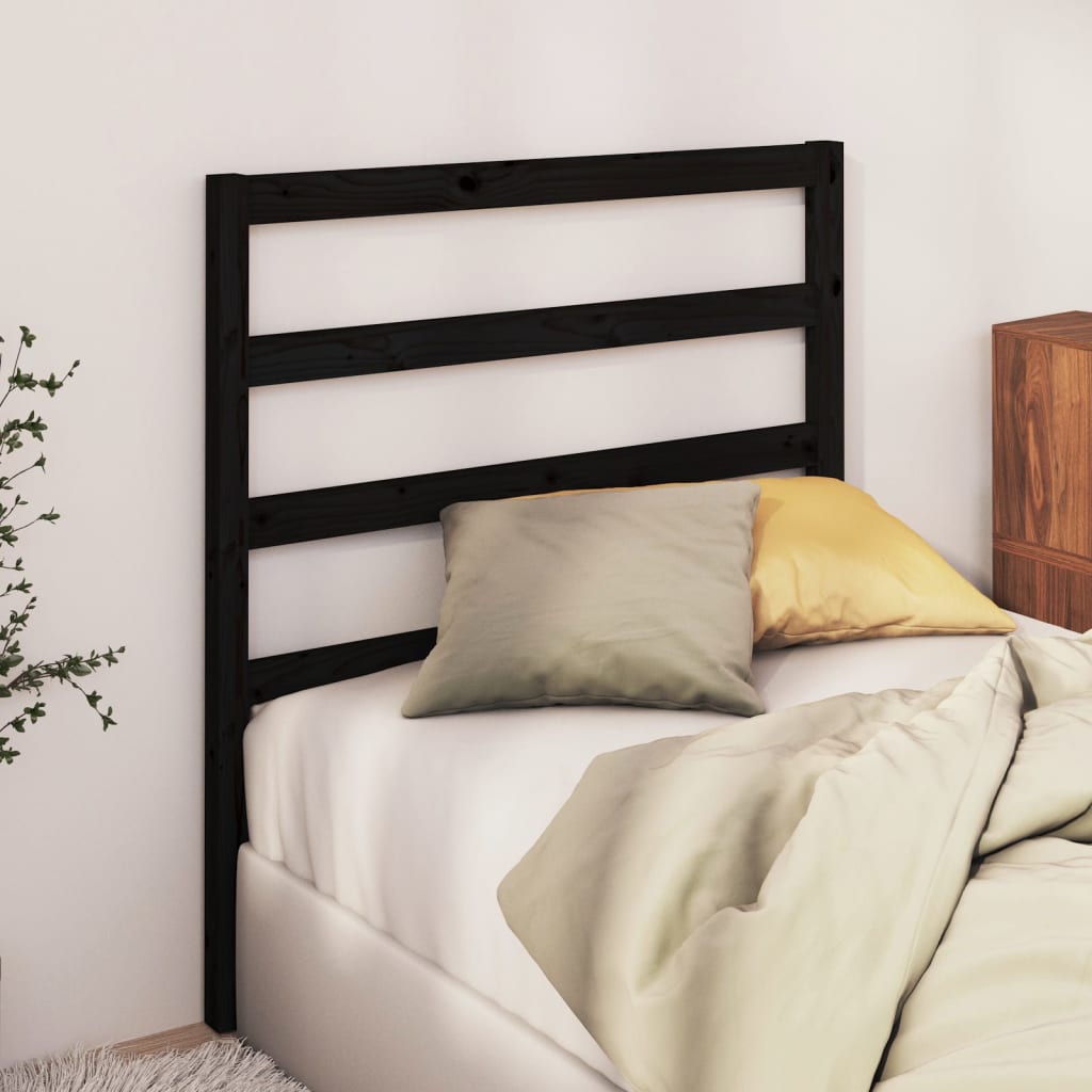 sengegærde 81x4x100 cm massivt fyrretræ sort