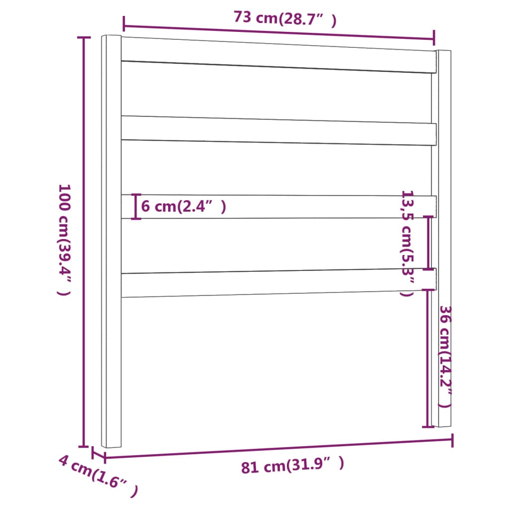 sengegærde 81x4x100 cm massivt fyrretræ sort