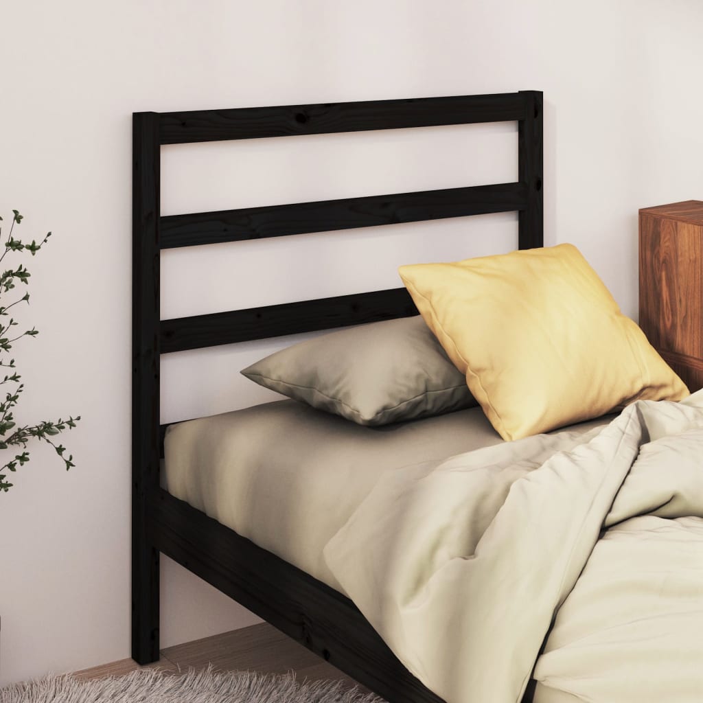 sengegærde 81x4x100 cm massivt fyrretræ sort