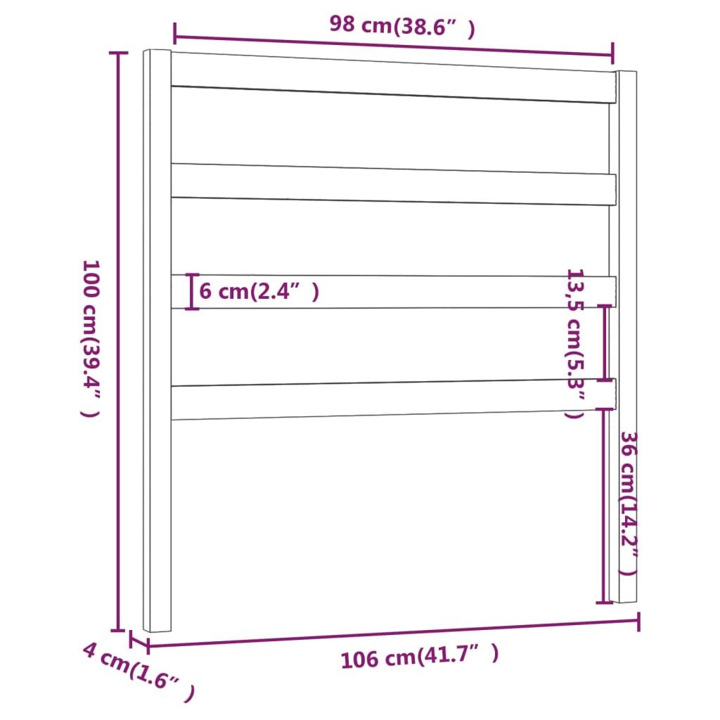sengegærde 106x4x100 cm massivt fyrretræ grå