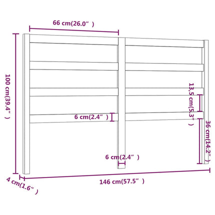 sengegærde 146x4x100 cm massivt fyrretræ sort