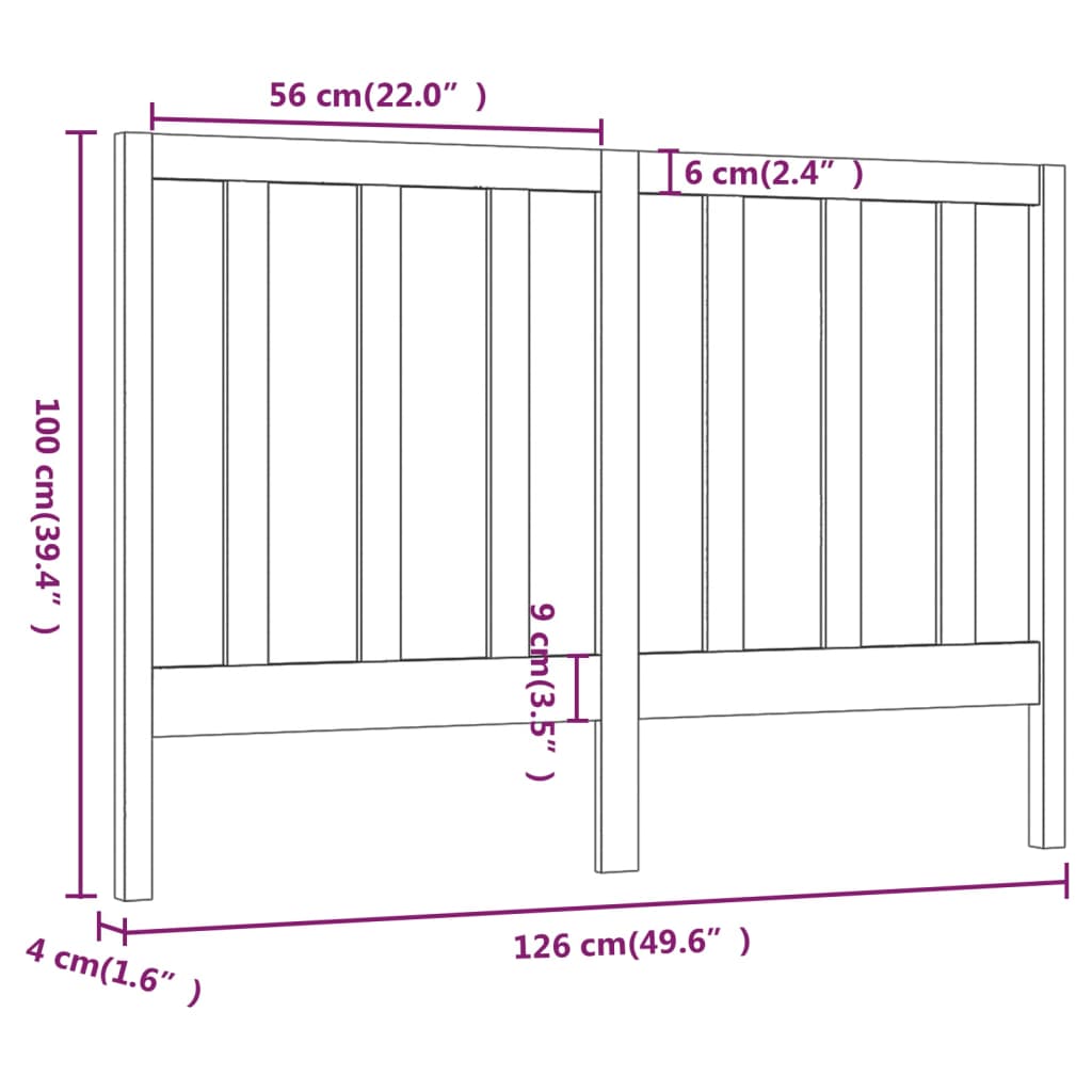 sengegærde 126x4x100 cm massivt fyrretræ grå