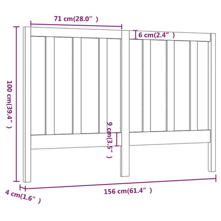 sengegavl 156x4x100 cm massivt fyrretræ sort