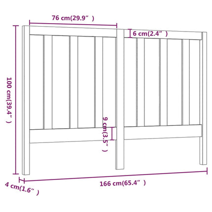sengegærde 166x4x100 cm massivt fyrretræ grå