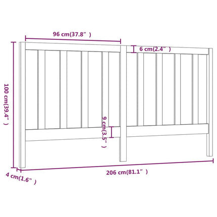 sengegærde 206x4x100 cm massivt fyrretræ sort