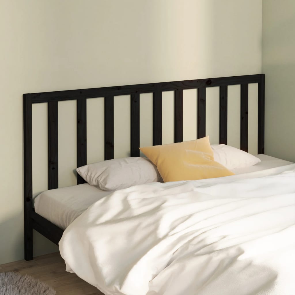 sengegærde 206x4x100 cm massivt fyrretræ sort