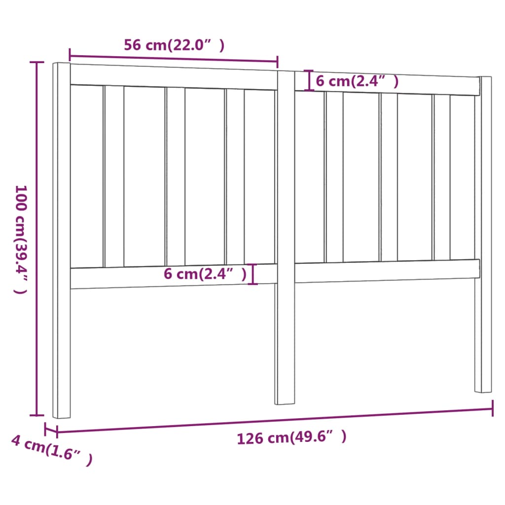 sengegærde 126x4x100 cm massivt fyrretræ grå