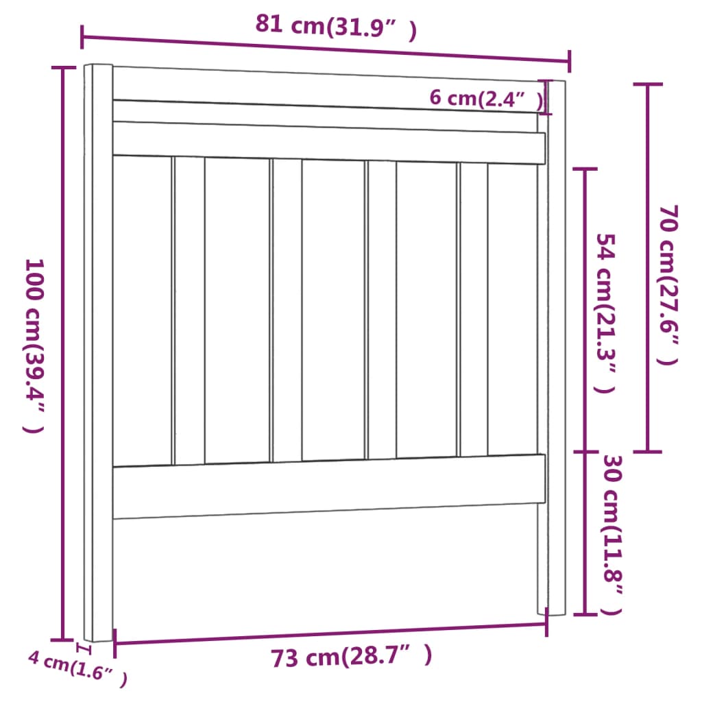 sengegærde 81x4x100 cm massivt fyrretræ sort