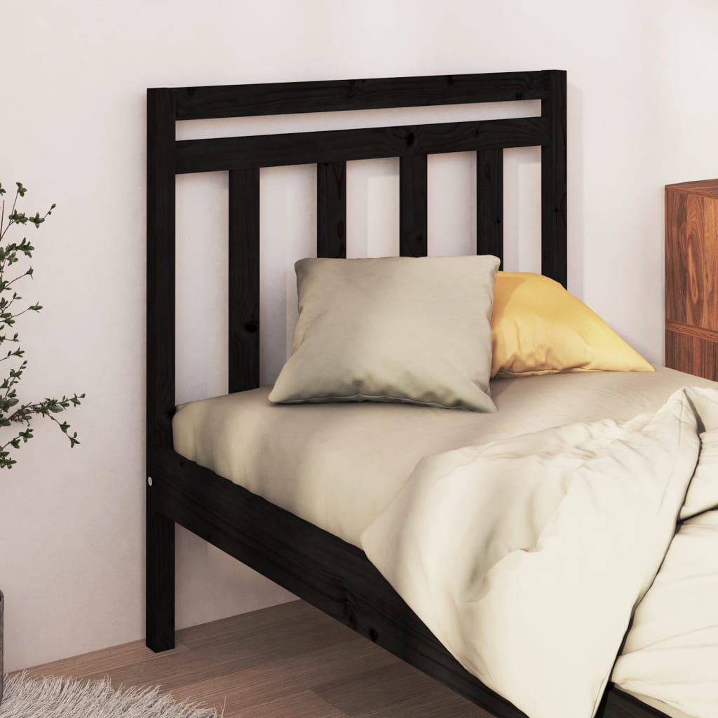 sengegærde 81x4x100 cm massivt fyrretræ sort