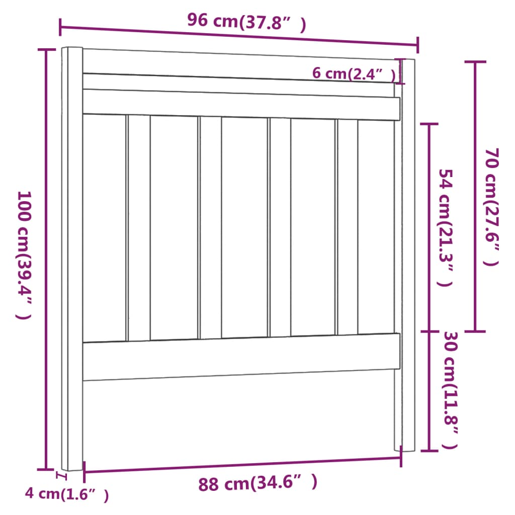 sengegærde 96x4x100 cm massivt fyrretræ sort