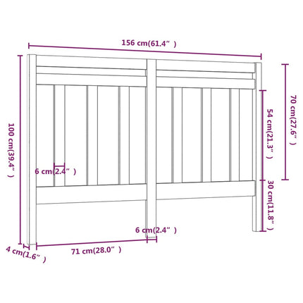 sengegærde 156x4x100 cm massivt fyrretræ sort