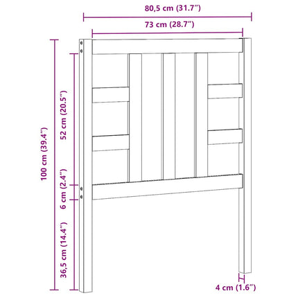 sengegærde 81x4x100 cm massivt fyrretræ sort