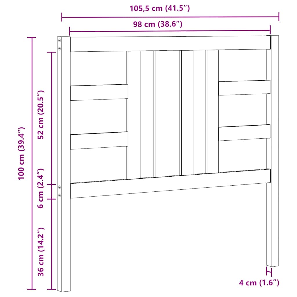 sengegærde 106x4x100 cm massivt fyrretræ gyldenbrun