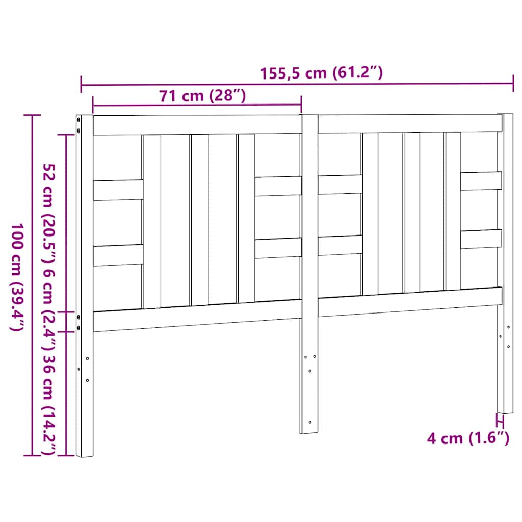 sengegærde 166x4x100 cm massivt fyrretræ grå