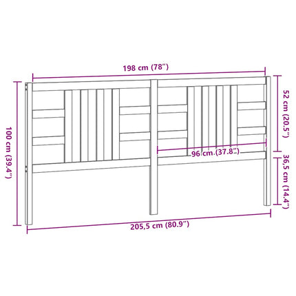 sengegærde 206x4x100 cm massivt fyrretræ sort