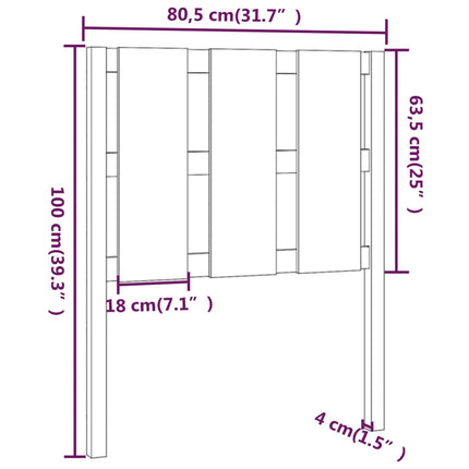 sengegærde 80,5x4x100 cm massivt fyrretræ grå