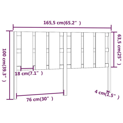 sengegærde 165,5x4x100 cm massivt fyrretræ sort