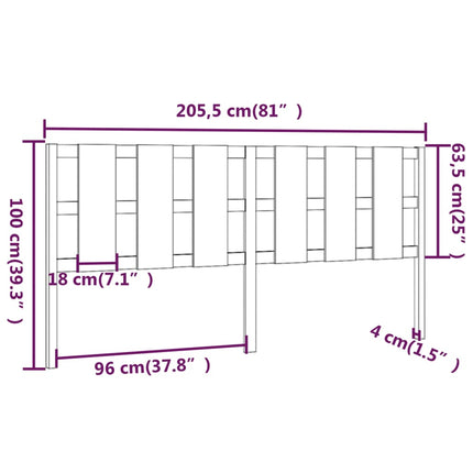 sengegærde 205,5x4x100 cm massivt fyrretræ sort