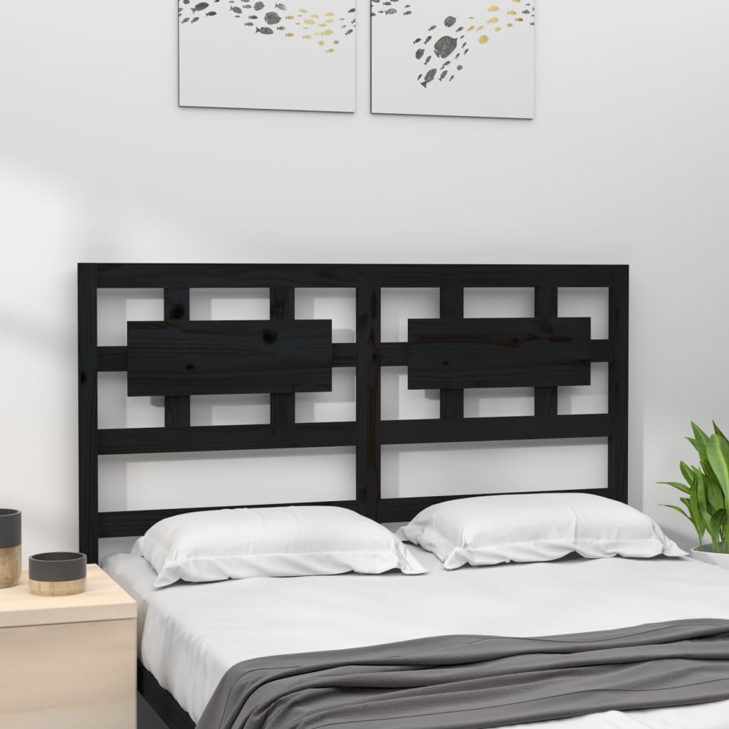 sengegærde 125,5x4x100 cm massivt fyrretræ sort