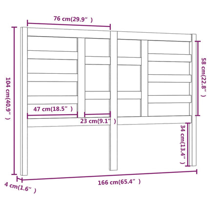 sengegærde 166x4x104 cm massivt fyrretræ sort