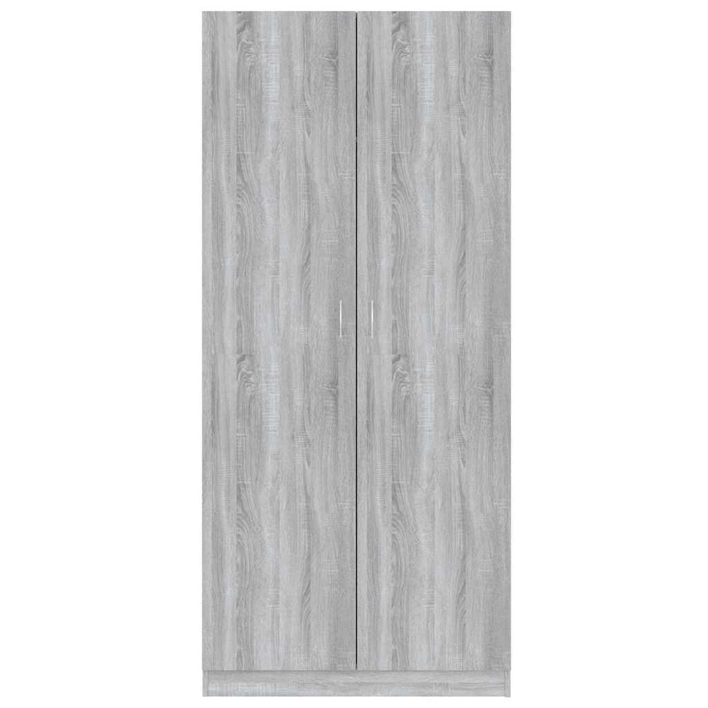 garderobeskab 90x52x200 cm konstrueret træ grå sonoma-eg