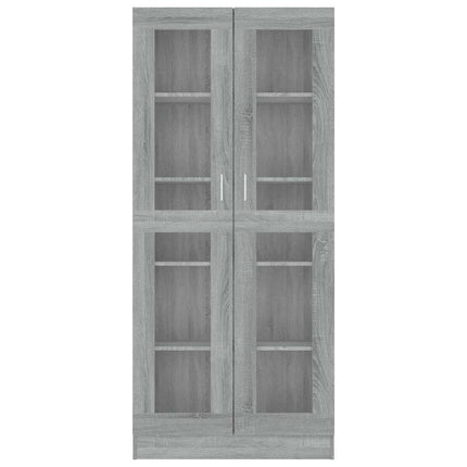 vitrineskab 82,5x30,5x185 cm konstrueret træ grå sonoma-eg