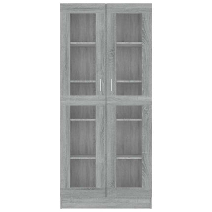 vitrineskab 82,5x30,5x185 cm konstrueret træ grå sonoma-eg