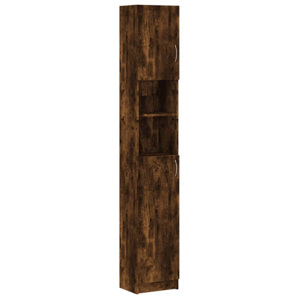 badeværelsesskab 32x25,5x190 cm konstrueret træ røget egetræ