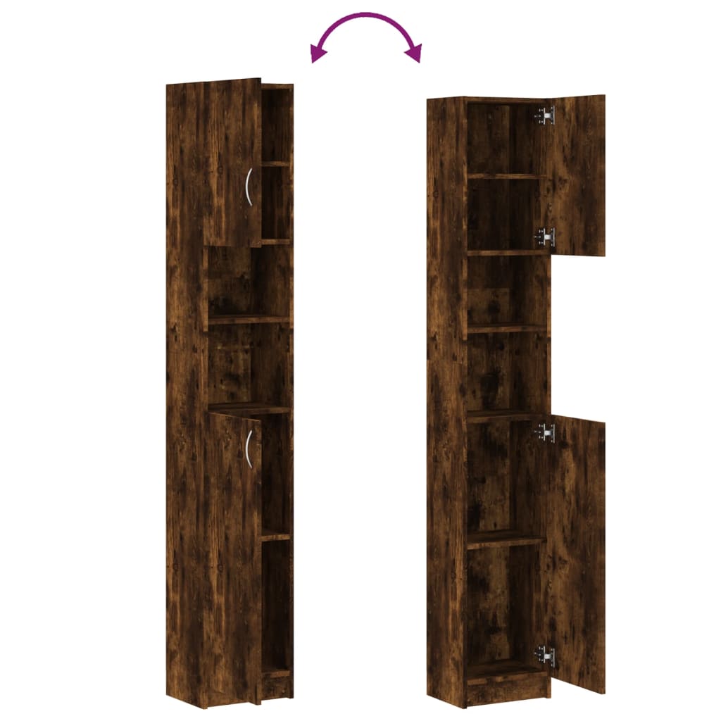 badeværelsesskab 32x25,5x190 cm konstrueret træ røget egetræ