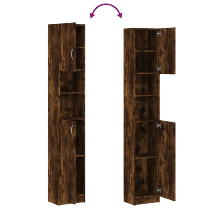 badeværelsesskab 32x25,5x190 cm konstrueret træ røget egetræ