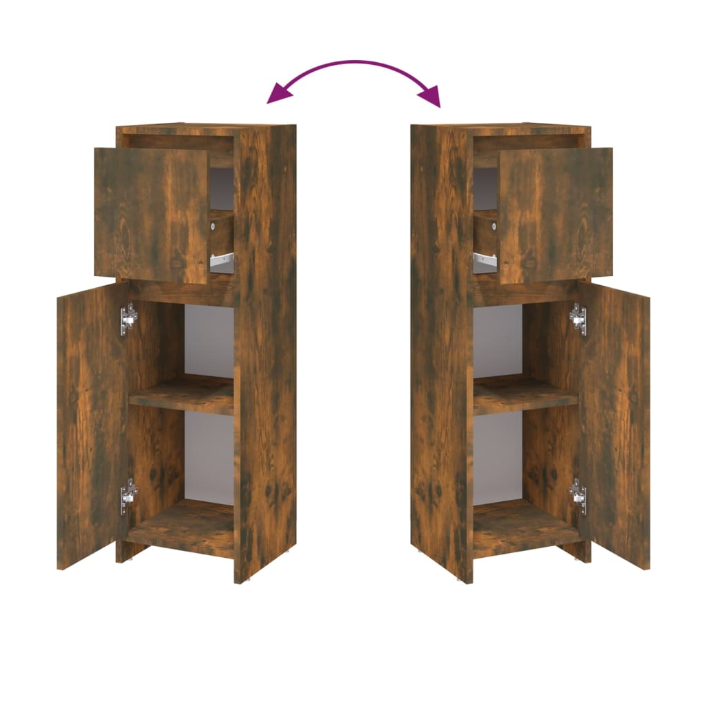 badeværelsesskab 30x30x95 cm konstrueret træ røget egetræ