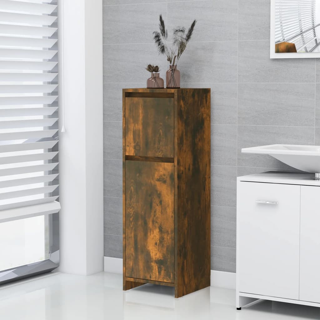 badeværelsesskab 30x30x95 cm konstrueret træ røget egetræ billede